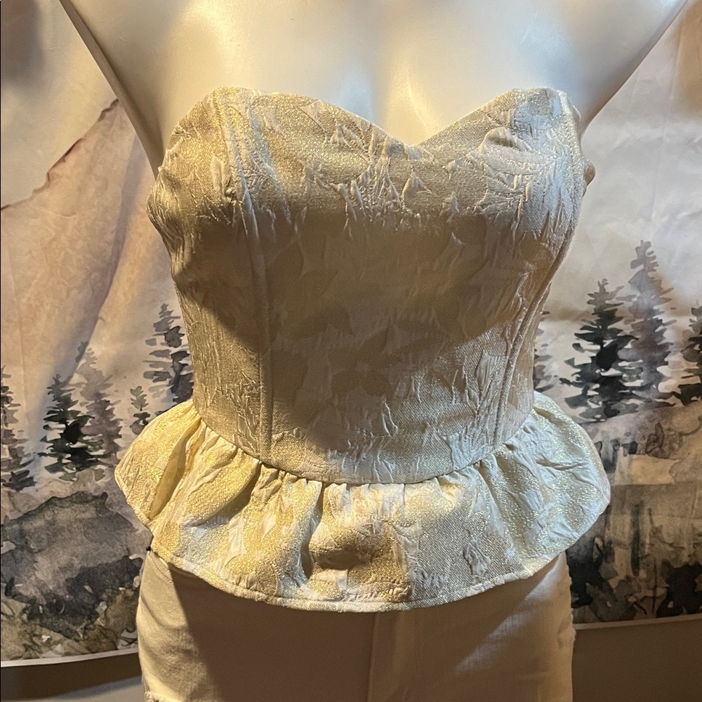 Altar'd State Cream Textured Strapless Top